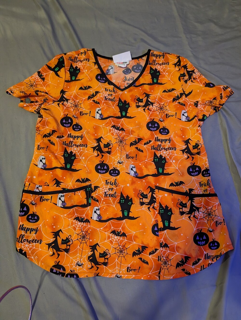 Colorful Halloween, Winnie The Pooh, And Stitch Scrub Tops - 3 Pack - Picture 7 of 7